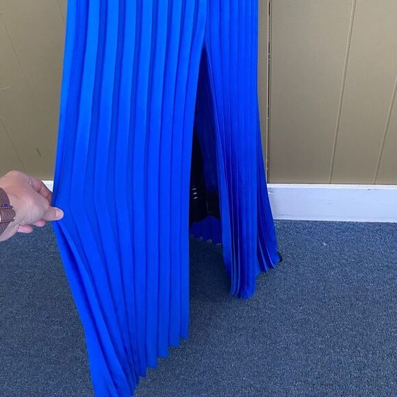 Express women 10 cut out spaghetti strap pleated maxi dress blue - Picture 3 of 11